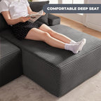 Cloud-style modular sofa, armless living room sofa, camel | L-shaped modular design, right-facing chaise, deep seating with back support, kid- and pet-friendly, suitable for apartments and living rooms